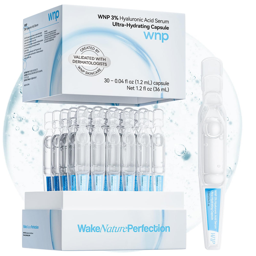 WNP front packaging showing 30 sealed ampoules and branding for hygienic hydration