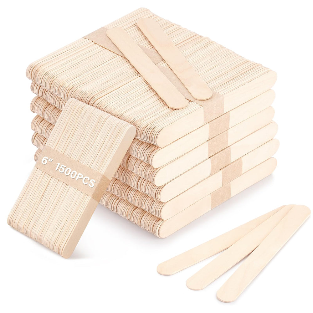 WoBiogHo front packaging showing 1500 wooden wax sticks and quantity benefit