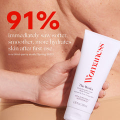 Womaness cream texture close-up demonstrating lightweight, fast-absorbing feel