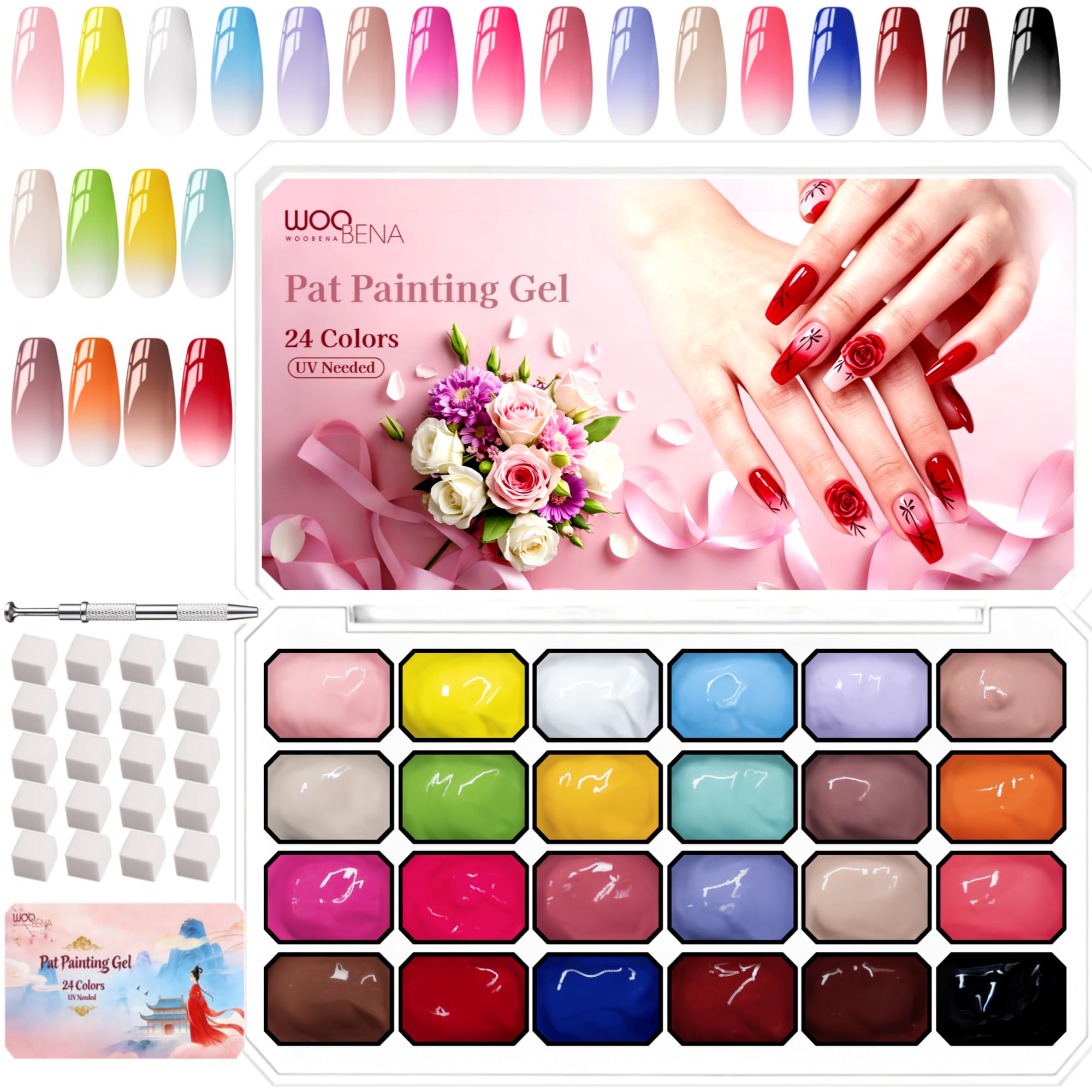 woobena cured nails shine detail showing scratch-resistant glossy finish after UV curing