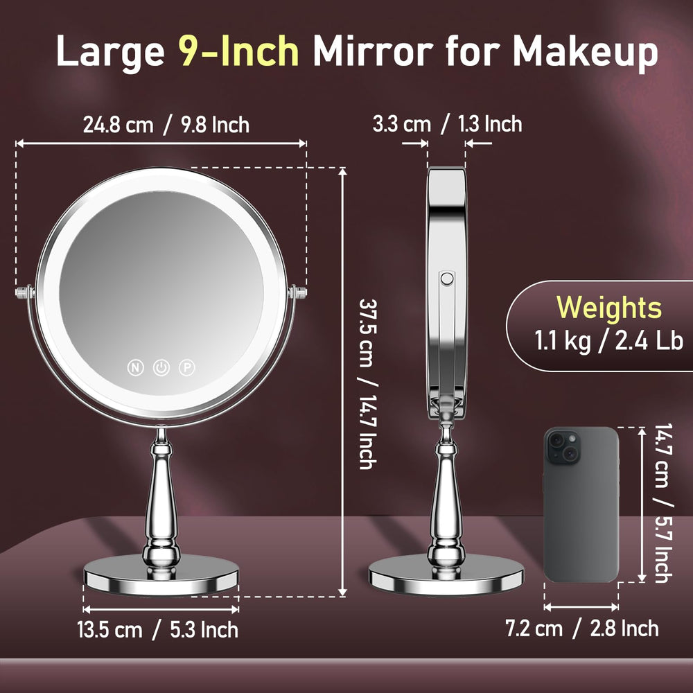 WOOCICA size comparison on dressing table showing compact 9-inch footprint