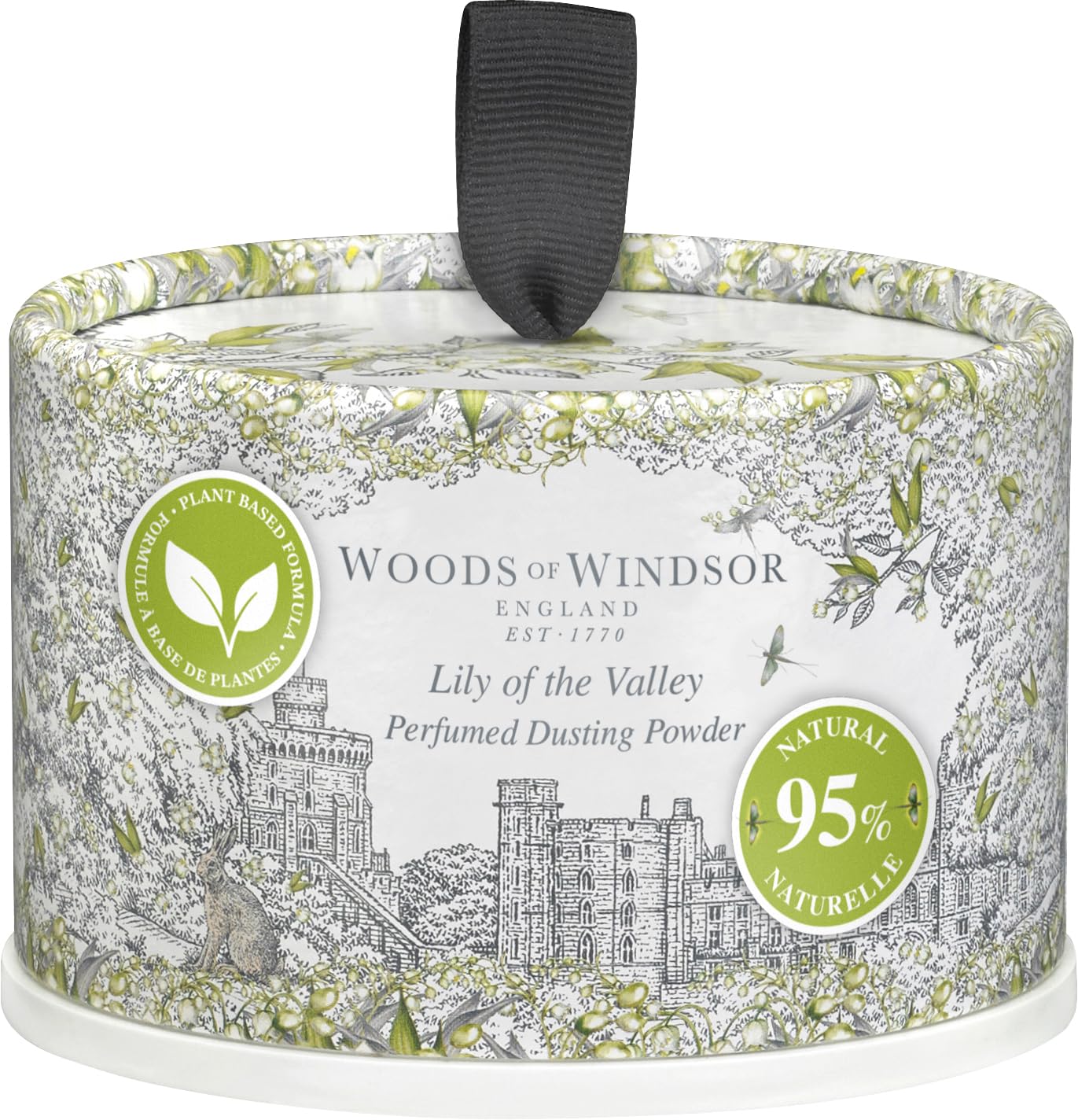 Woods of Windsor front packaging showing Lily of the Valley elegance and instant freshness