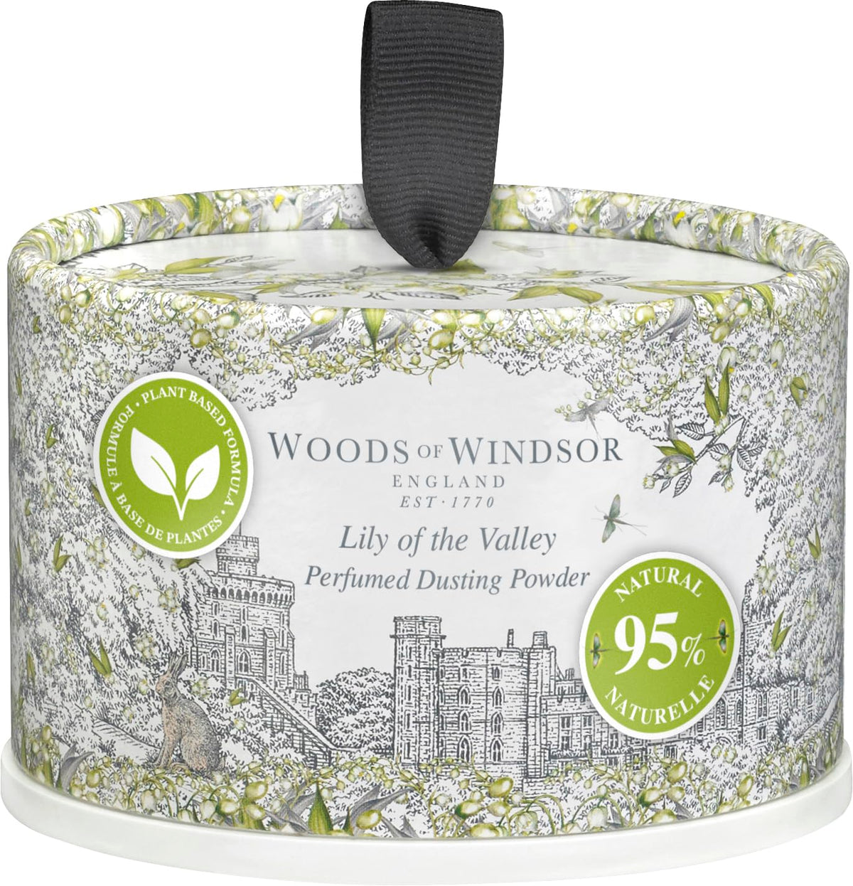 Woods of Windsor front packaging showing Lily of the Valley elegance and instant freshness