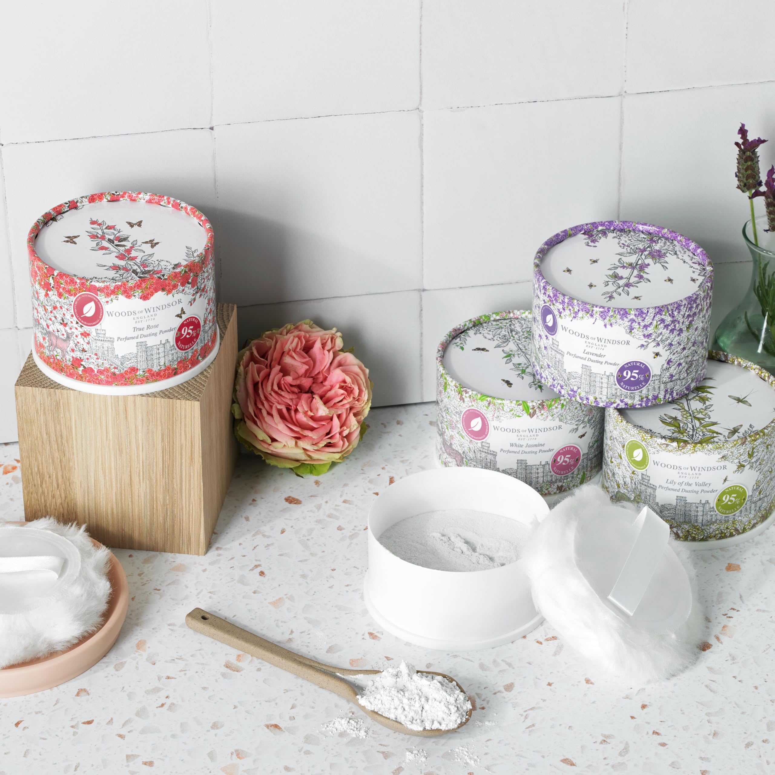 Woods of Windsor product on bathroom vanity suggesting heritage luxury in daily routine