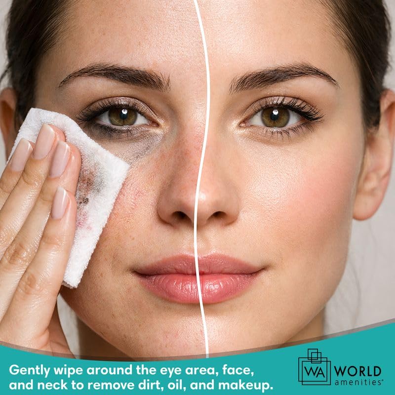 World Amenities single opened wipe displayed ready to use for hygienic removal