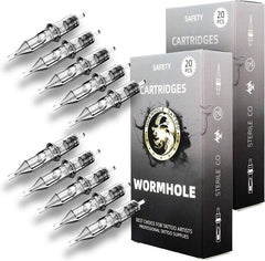 Wormhole Tattoo front packaging of 50pcs assorted cartridges shows full set benefit