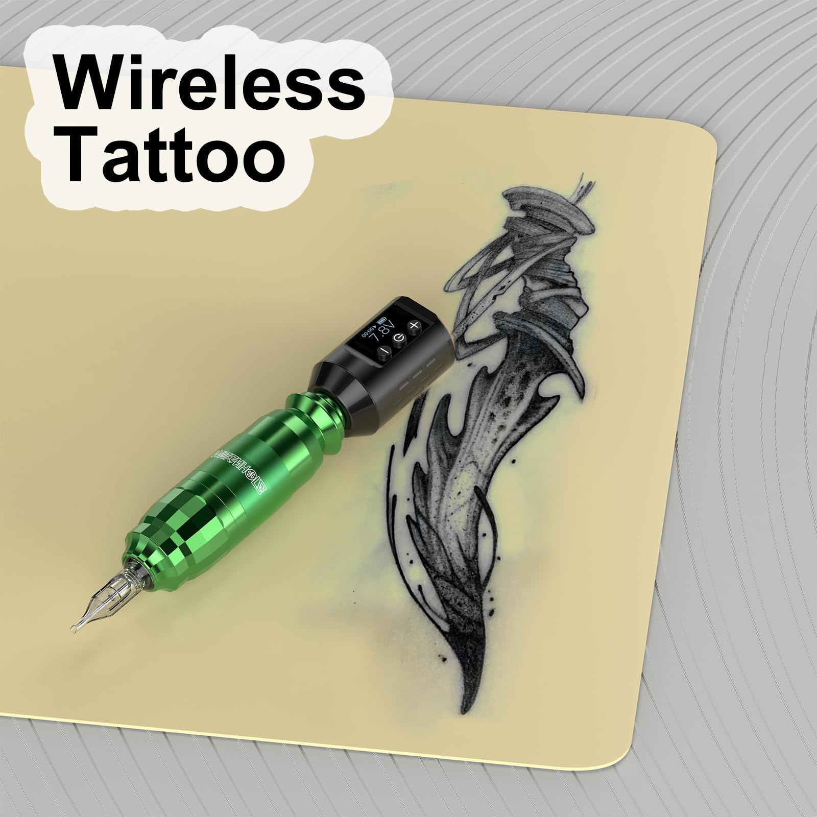 Wormhole Tattoo packaging and accessories layout showing included items for immediate setup