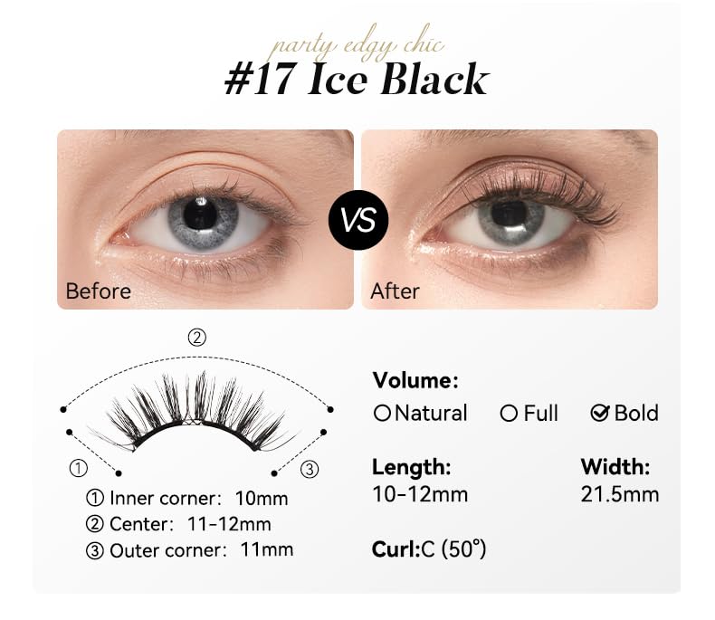 WOSADO lashes beside a ruler comparing lash length and effect