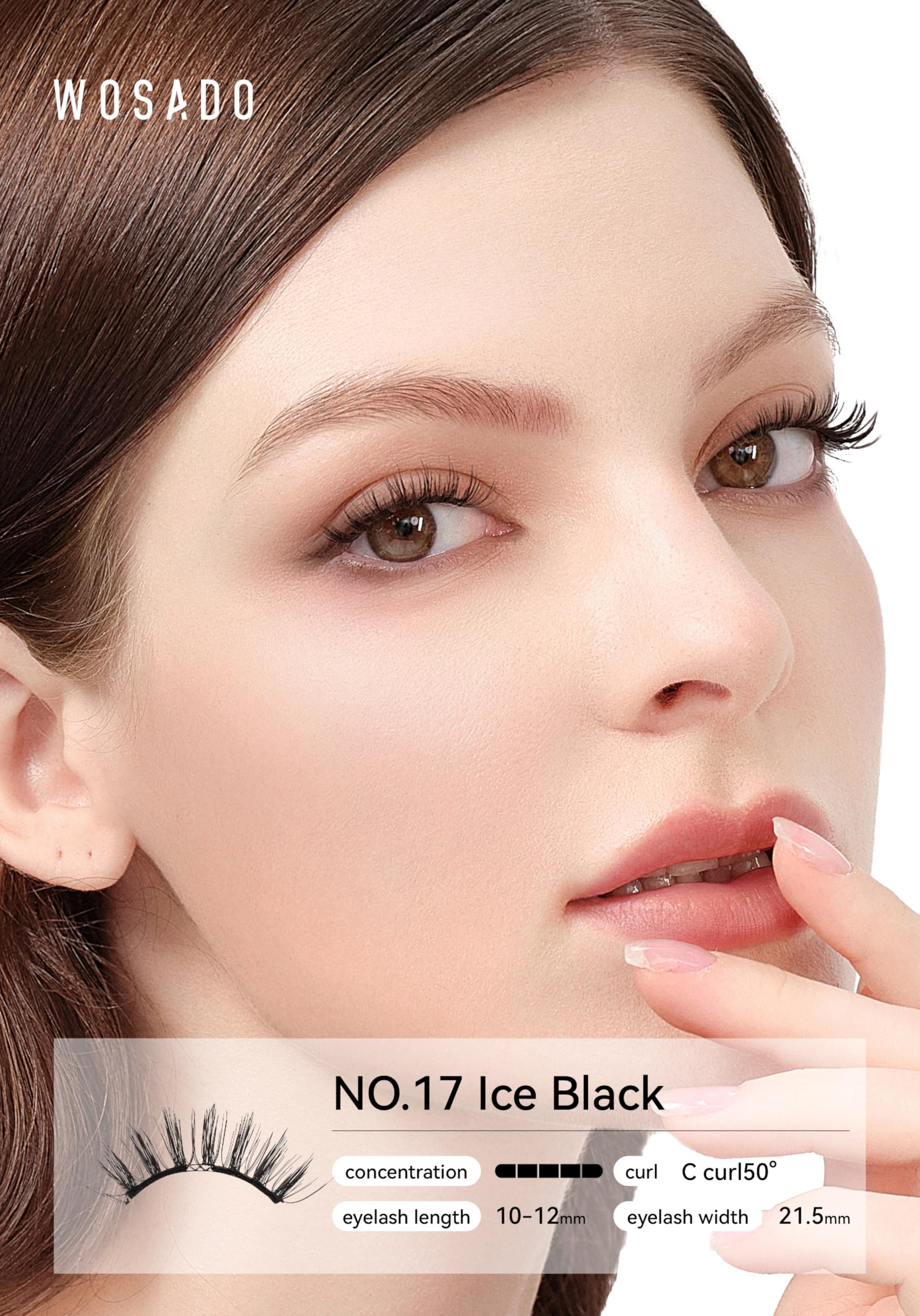 WOSADO lashes on model for a natural daytime makeup look