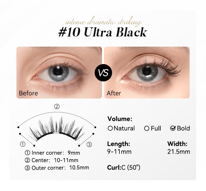 WOSADO lashes next to ruler showing slim profile and true-to-size fit
