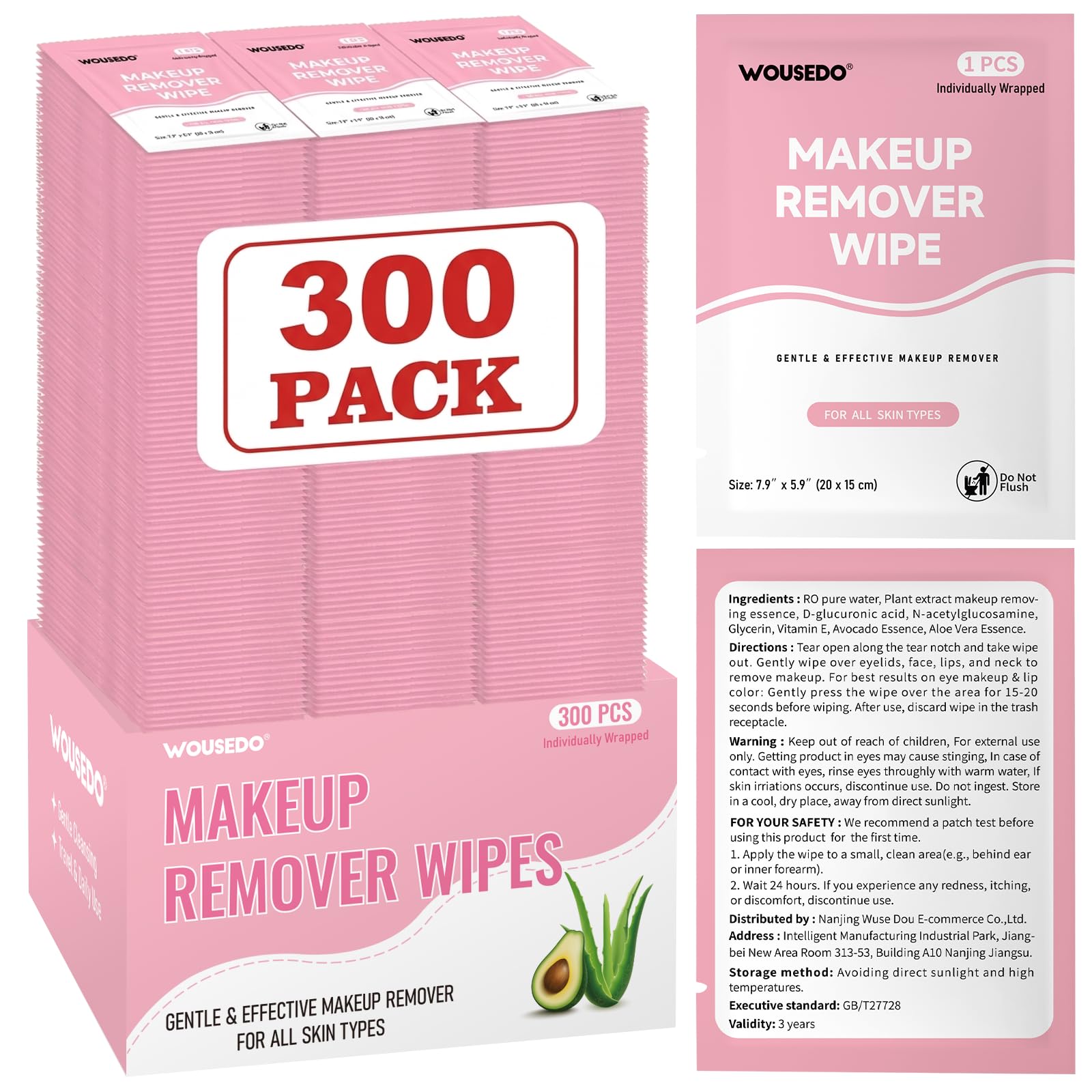 WOUSEDO front packaging showing bulk 300-count and travel-ready benefit
