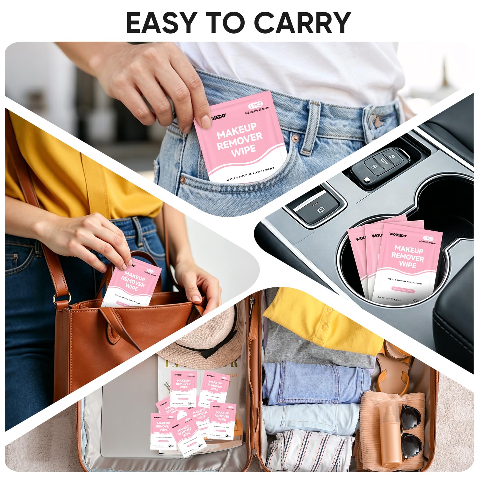 WOUSEDO wipes arranged as hotel amenities showing professional-grade guest experience benefit