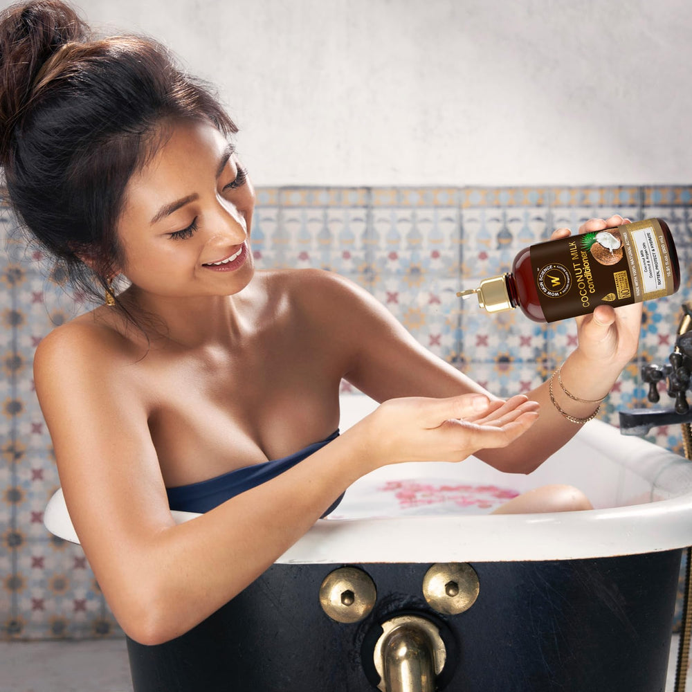 WOW Skin Science shampoo on bathroom shelf lifestyle shot suggesting everyday routine