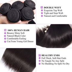 WOWQUEEN straight bundle texture close-up showing smooth strands and soft shine benefit