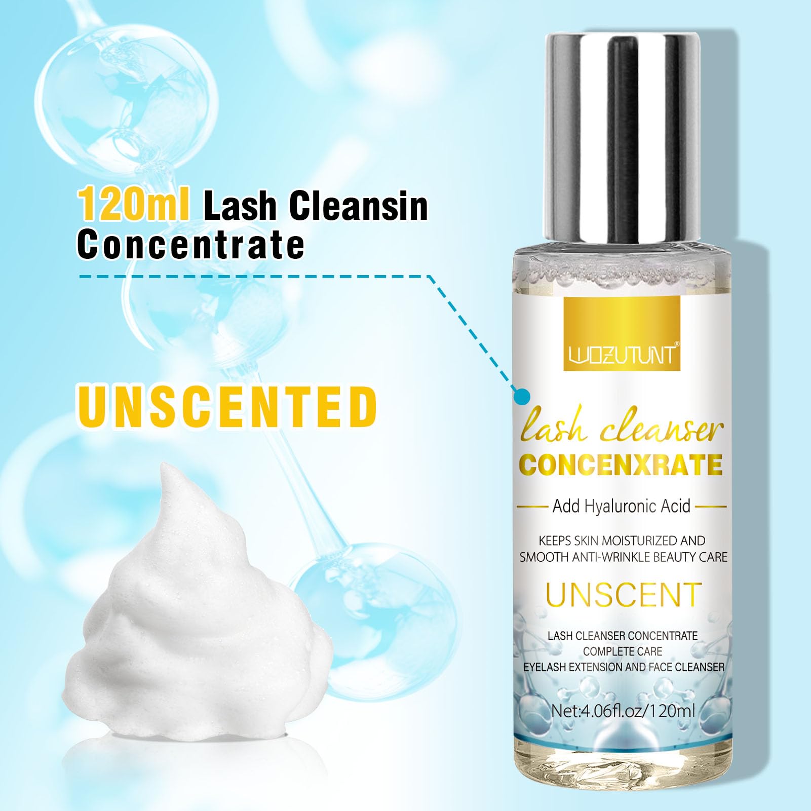 WOZUTUNT concentrate label close-up highlighting gentle formula benefit