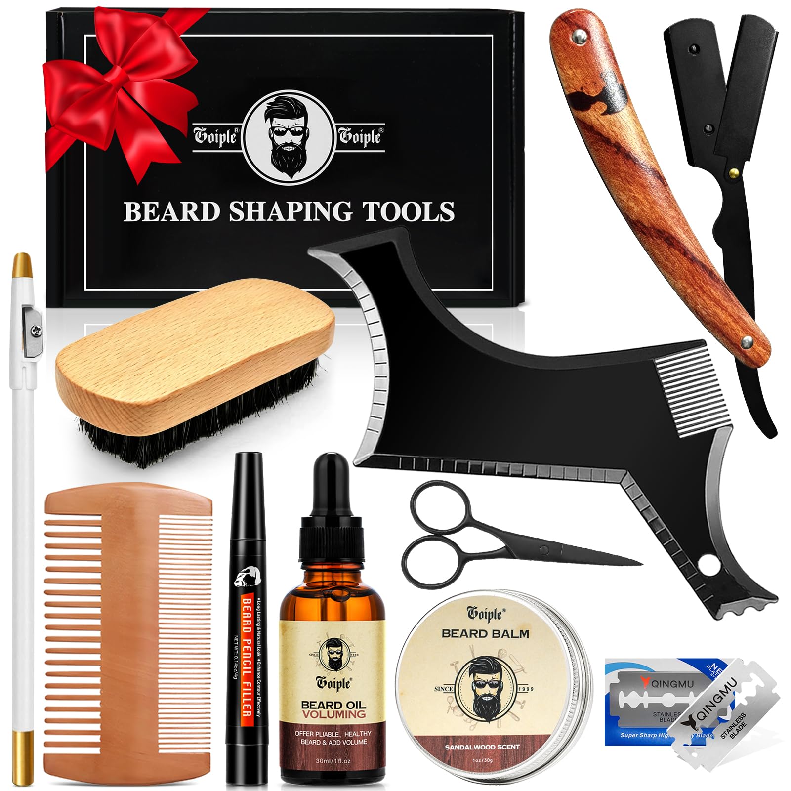 WOZUTUNT front packaging showing the full 19-piece beard kit and organized case