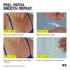 Wrinkles Schminkles patch applied to cleavage demonstrating smoothing benefit