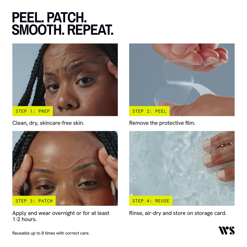 Wrinkles Schminkles patch worn on forehead while sleeping to smooth lines