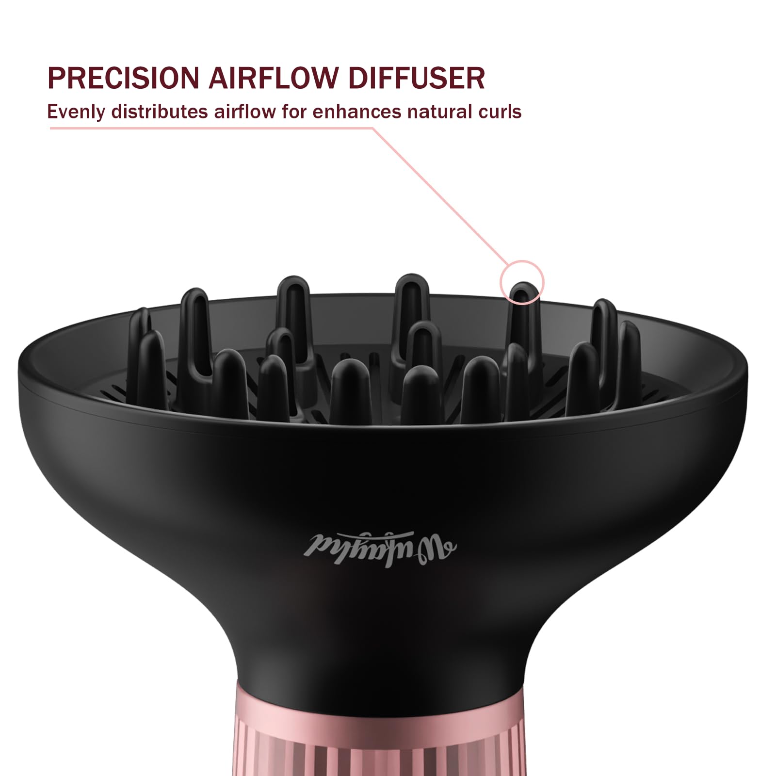 WUFAYHD dryer in use on curly hair delivering lifted volume