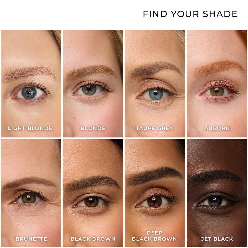 WUNDERBROW tube beside hand to show compact travel-friendly size