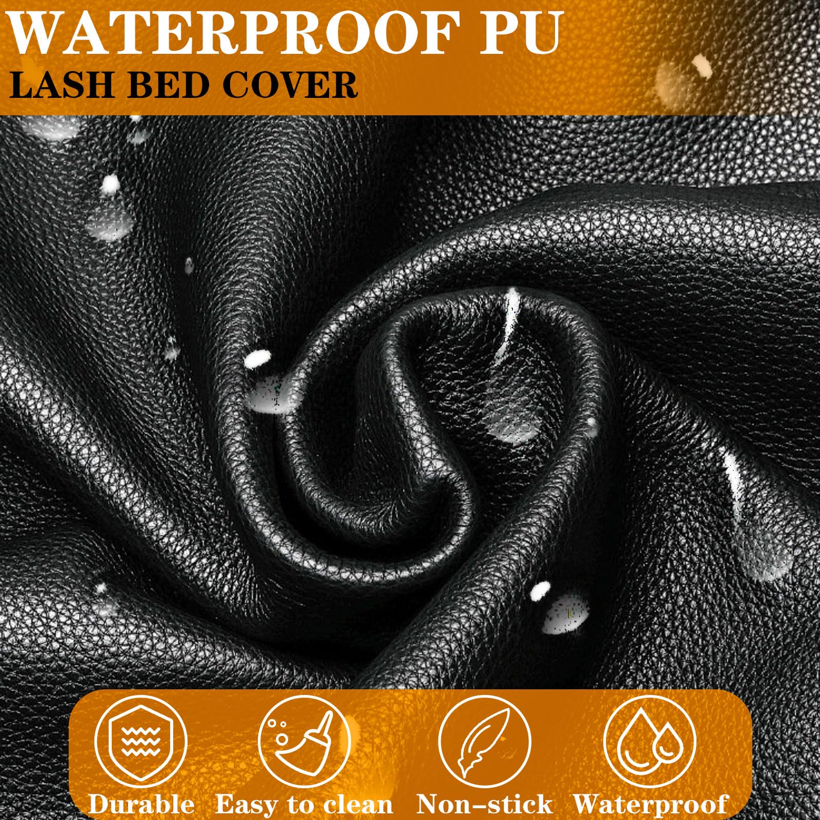 WUSOUPU close-up of PU texture highlighting water resistance and easy-clean benefit