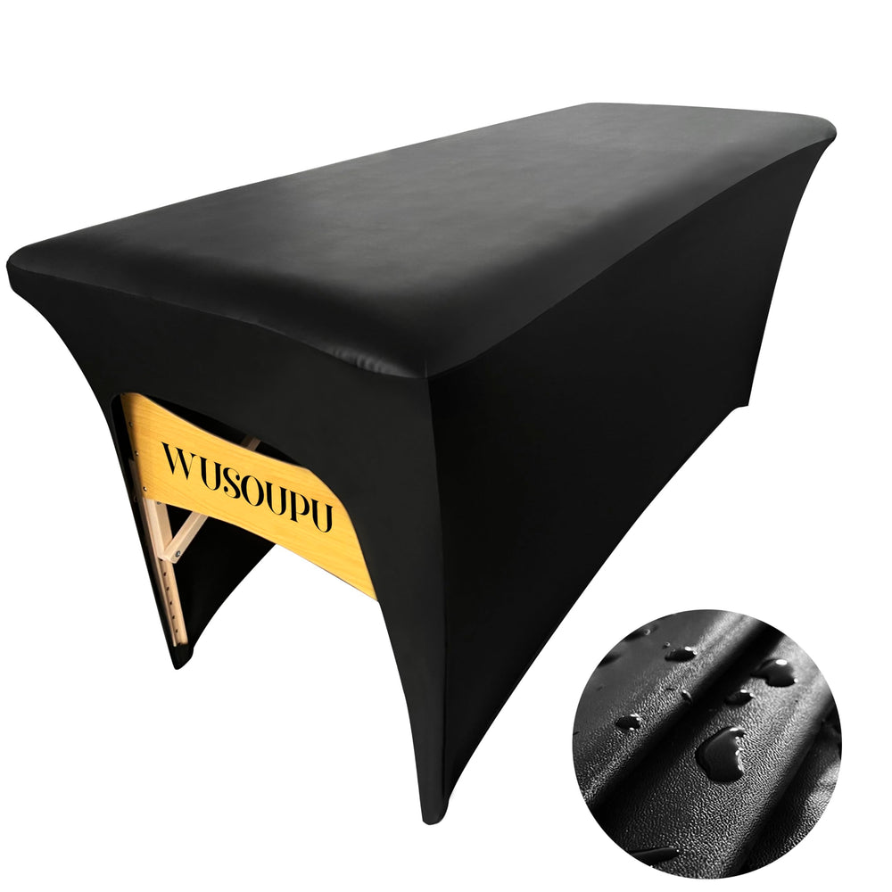 WUSOUPU front view of black PU leather cover showing sleek professional look