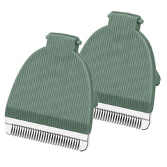 Wusuker front packaging showing two green replacement blades for Meridian trimmer, ensures easy fit