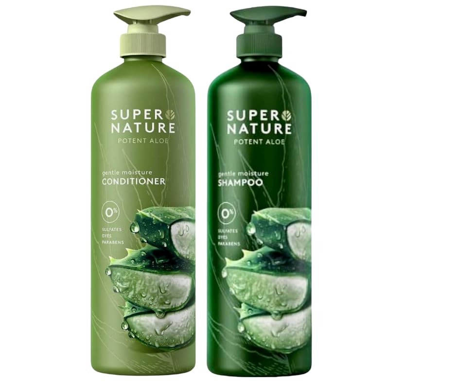 XALEZ aloe shampoo and conditioner beside bronze Microtex towel, speeds drying and reduces frizz
