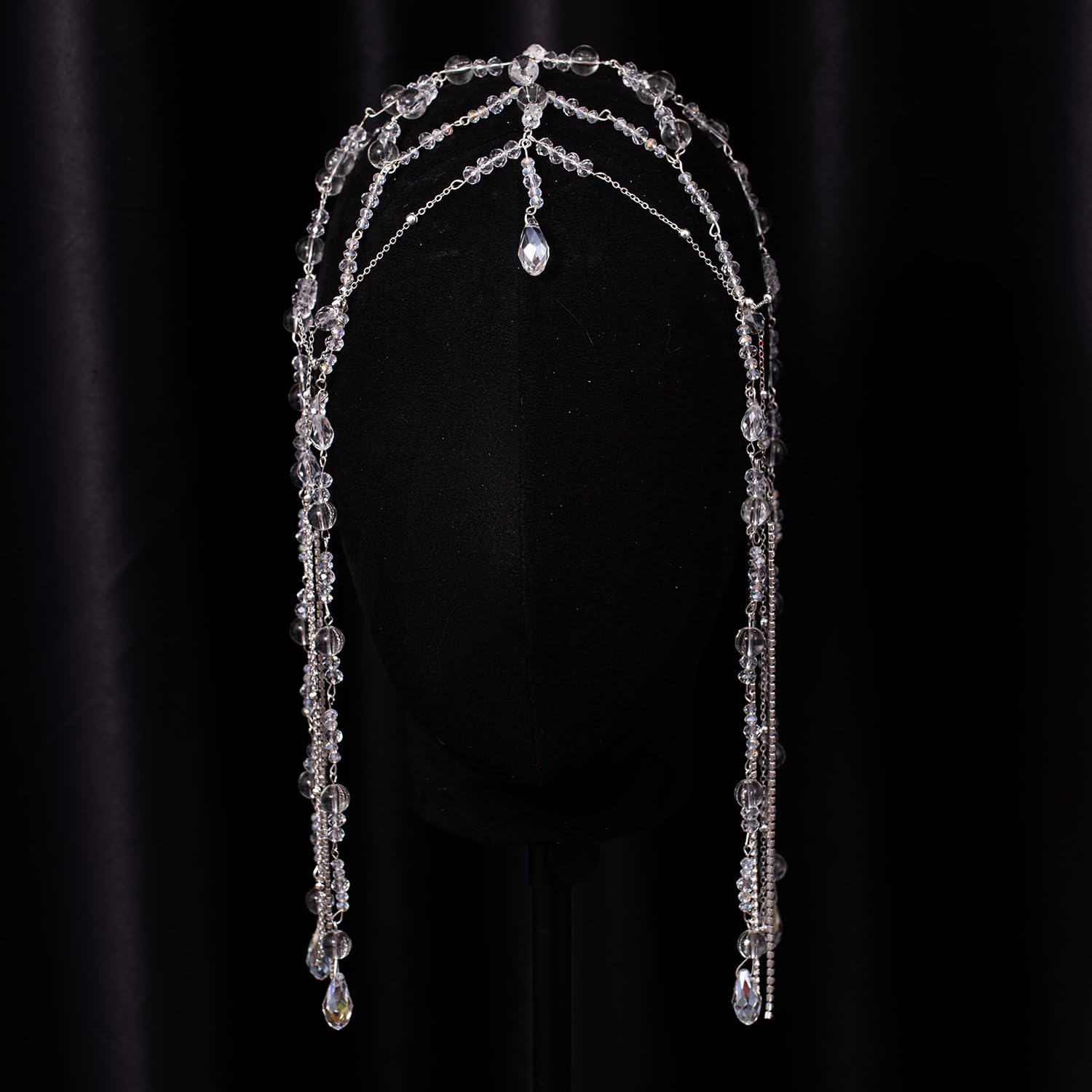 Xerling side profile worn in hair showing fit and graceful chain fall