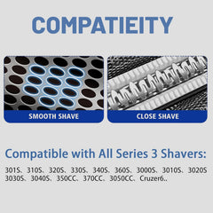 XFP close-up of stainless-steel foil demonstrating smooth surface for comfortable shaving