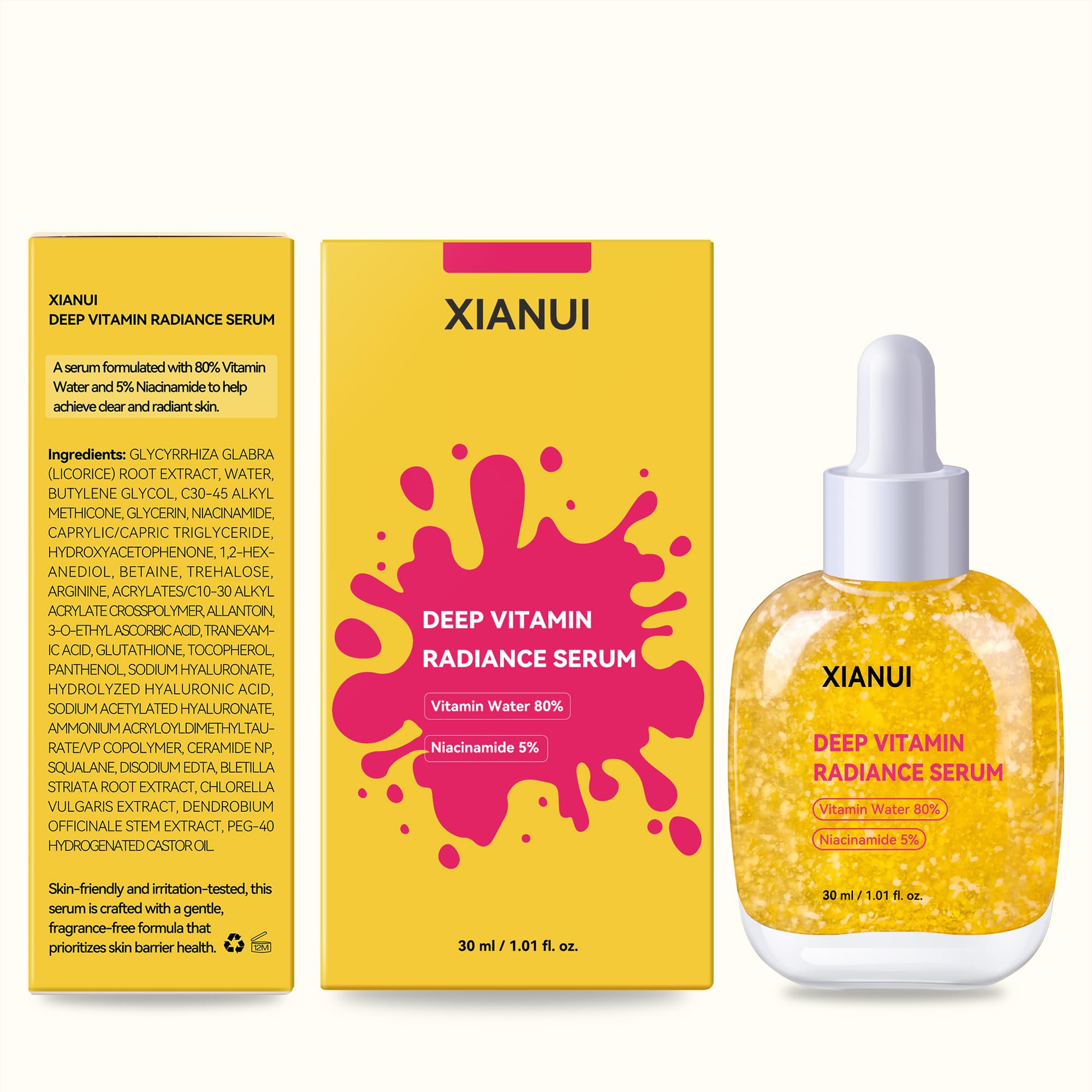 XIANUI close-up of skin with silky finish, highlights plumping and smoothness