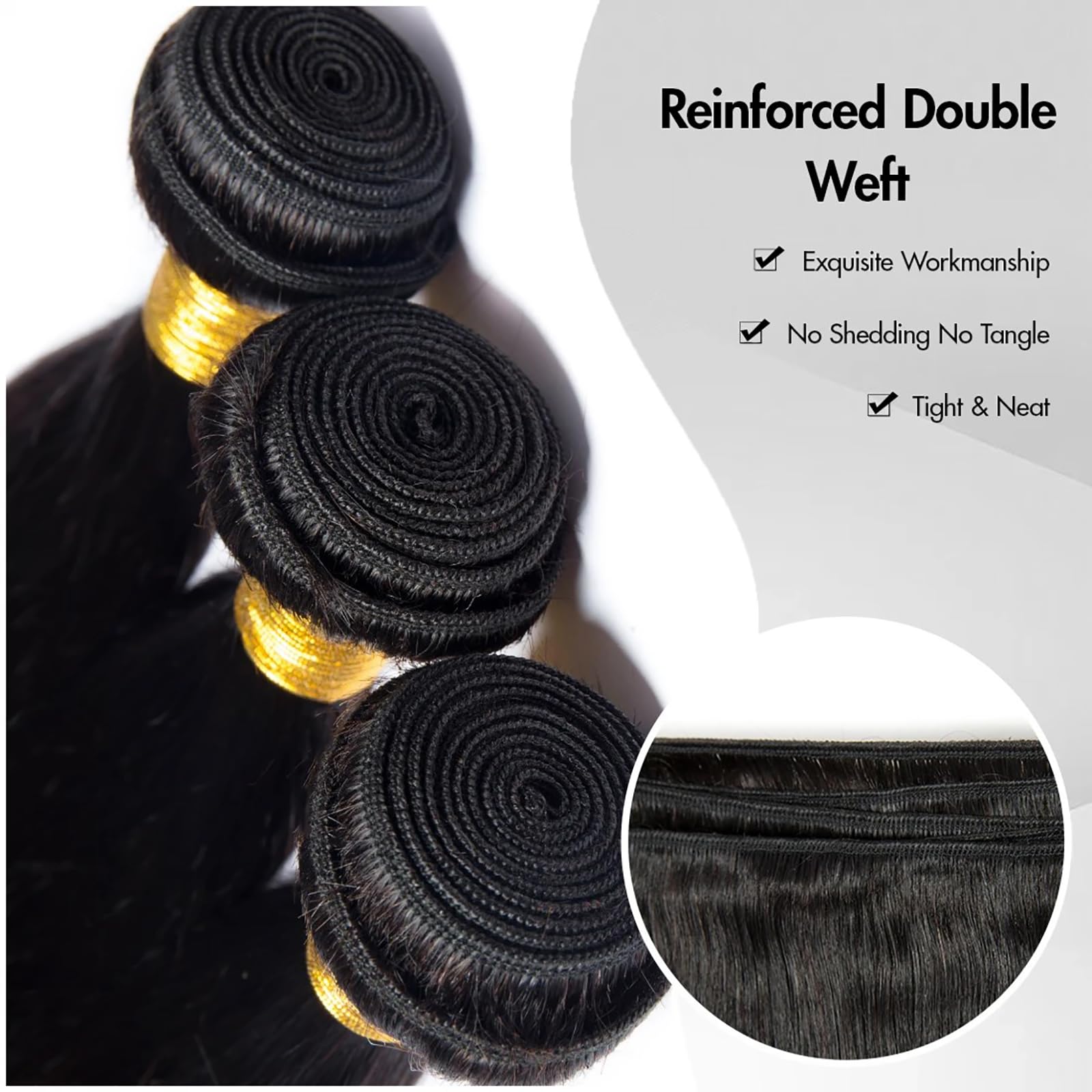 XIANYUN hand holding a bundle for scale showing true-to-length fullness and easy installation