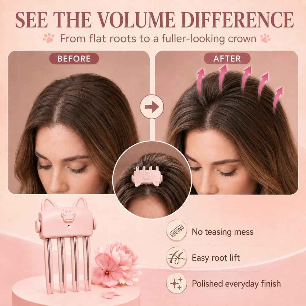 XIDIAK before-and-after bangs showing fuller crown and visible lift benefit