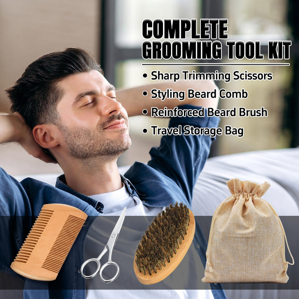 XIKEZAN beard straightener in use taming beard for a smoother finished look