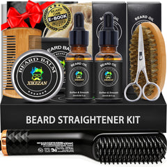 XIKEZAN front view of beard straightener showing compact design and portability