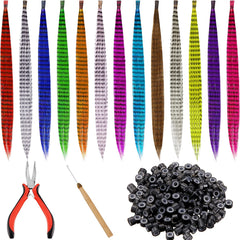 Xinnun front packaging showing full kit and colorful feather pieces for quick styling