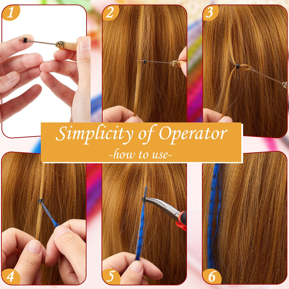 Xinnun installed on hair demonstrating visible colorful feather accents and playful style
