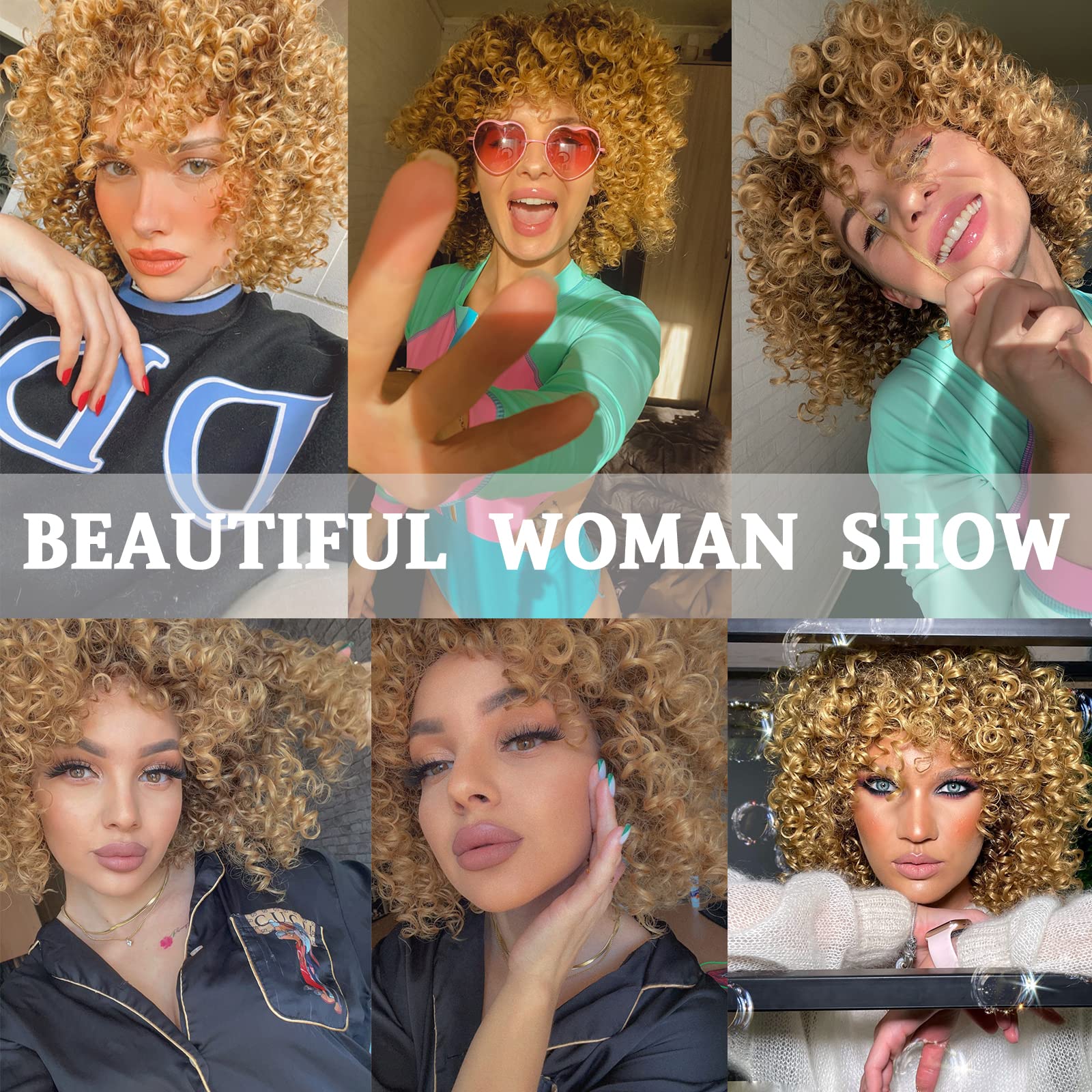 Xinran unboxed wig being fluffed to restore full curly volume