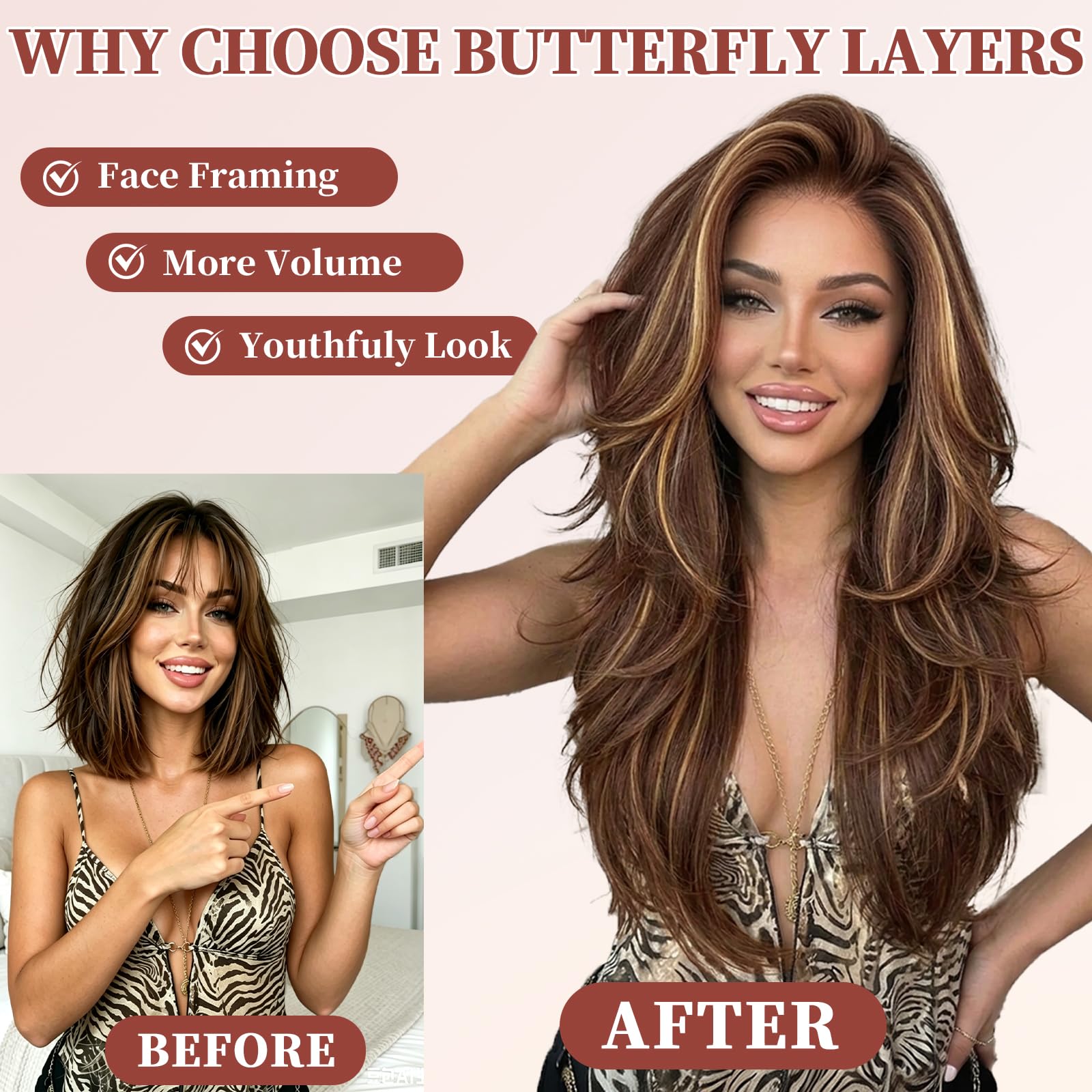 XIXIBI back view showing full 26-inch length and soft flowing layers