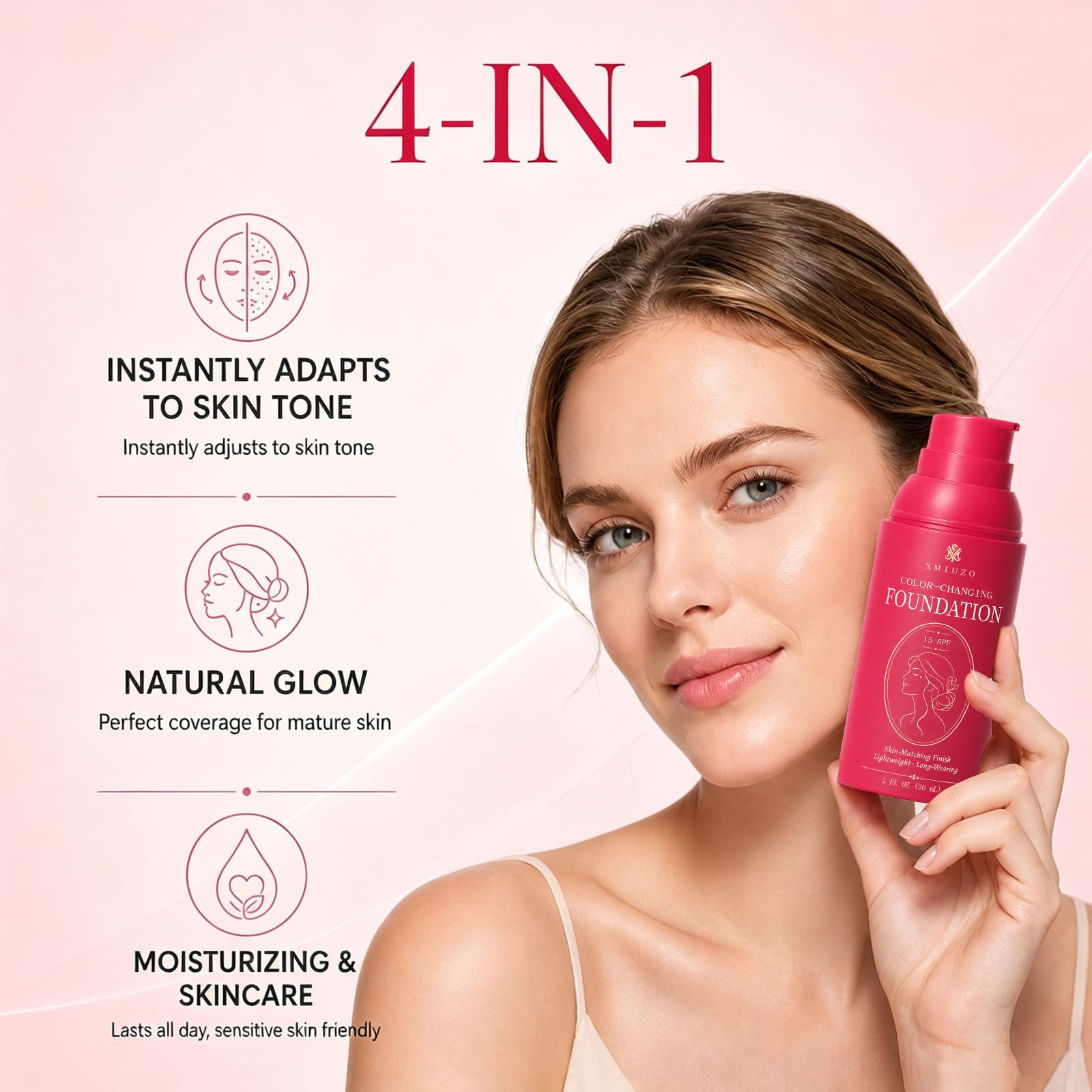 xmiuzo coverage before after comparison showing blurring effect, reduces visible redness