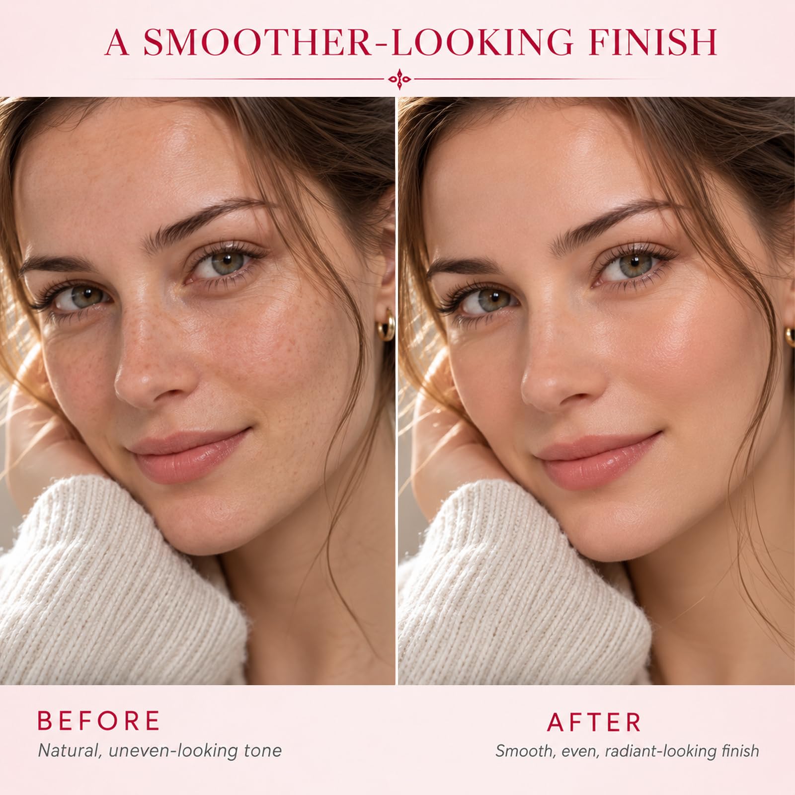 xmiuzo texture swiped on skin highlighting finish, shows natural, lightweight look