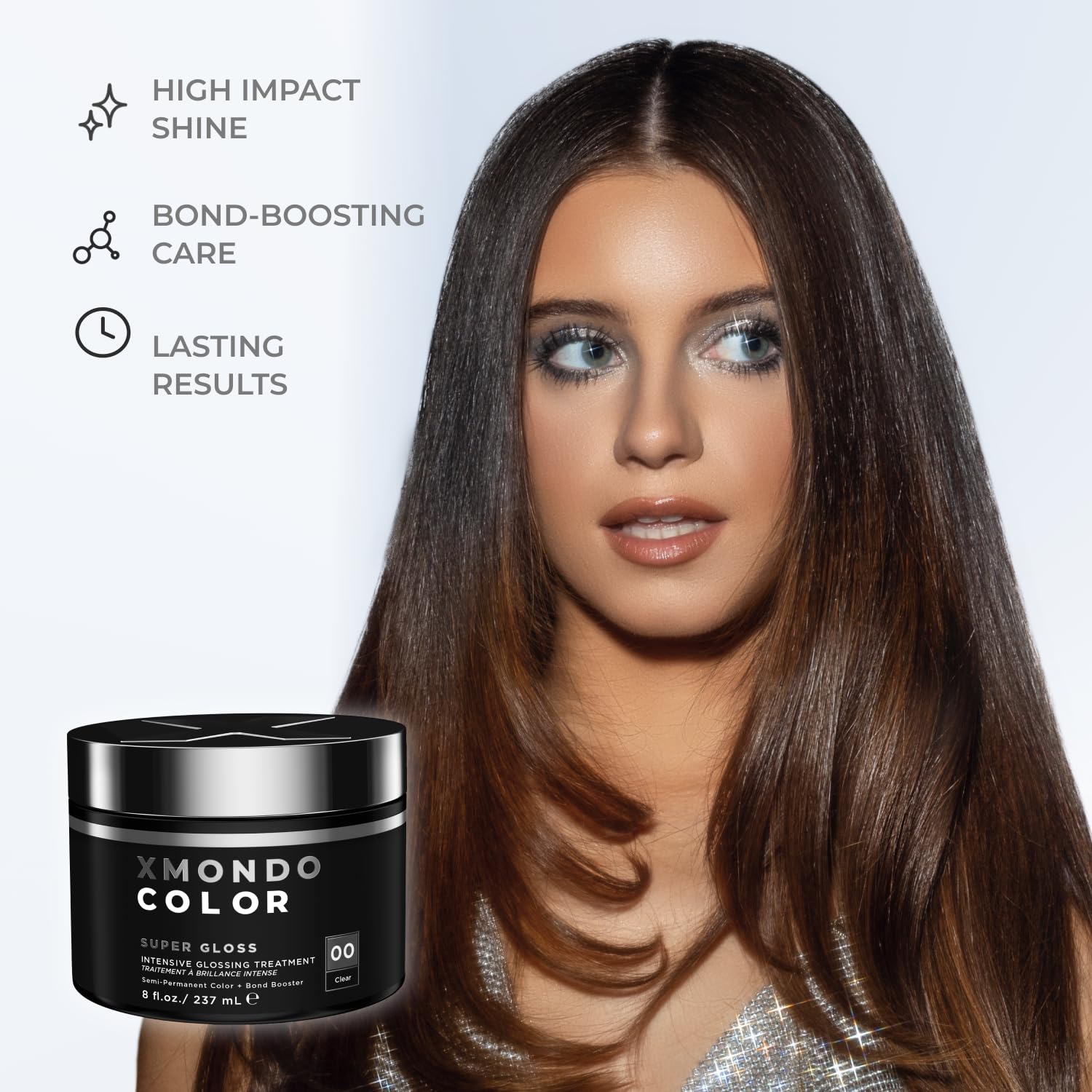 XMONDO being combed through hair to show even saturation and detangling benefit