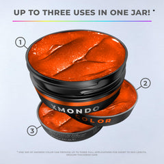 XMONDO Super Orange being applied with gloved hands for even, salon-style coverage