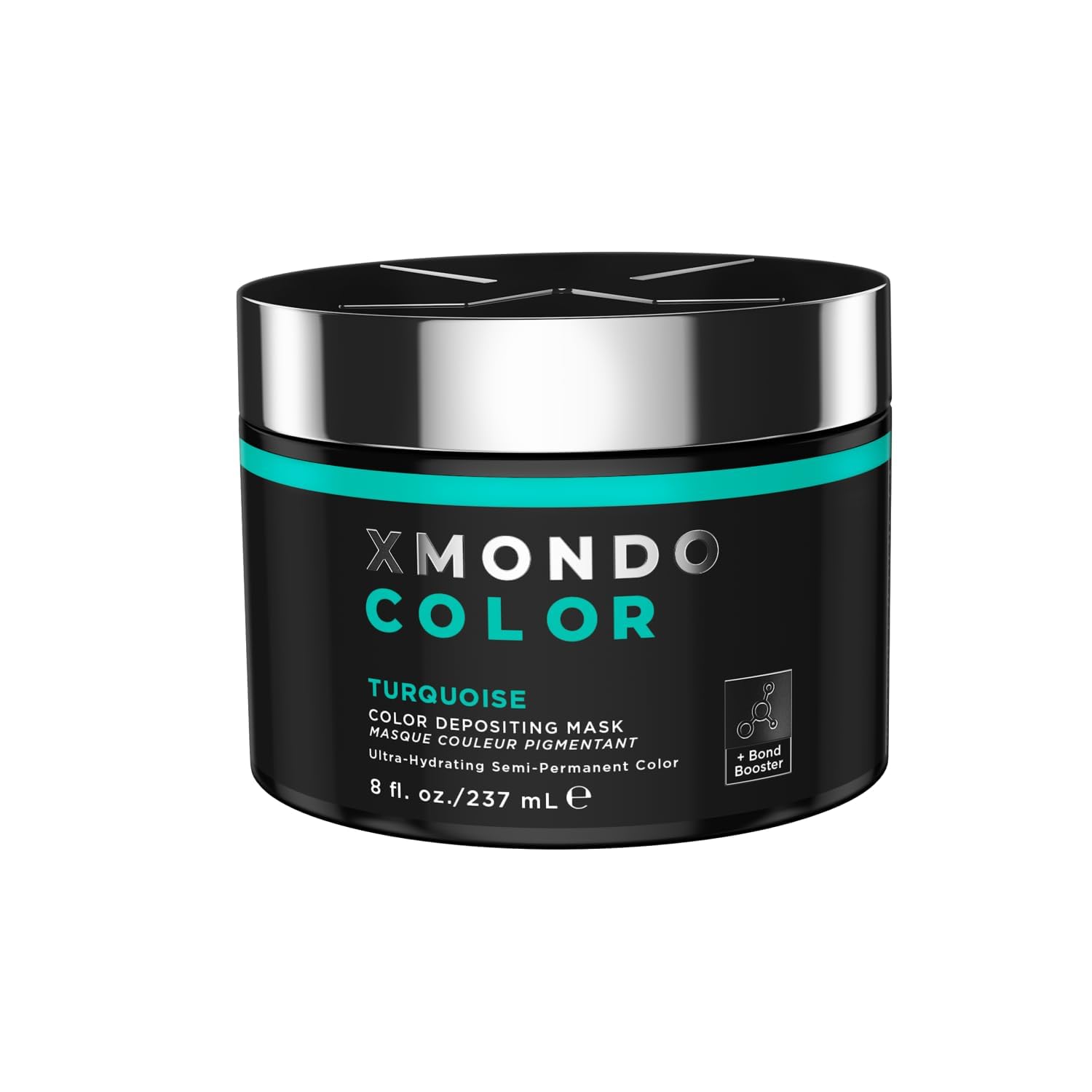 XMONDO turquoise tub front view showing vibrant teal pigment and clear labeling benefits