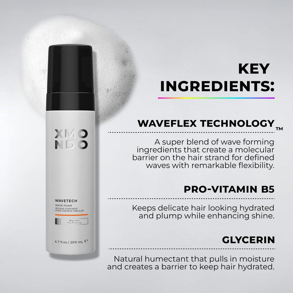 XMONDO foam texture closeup showing lightweight mousse for natural wave enhancement