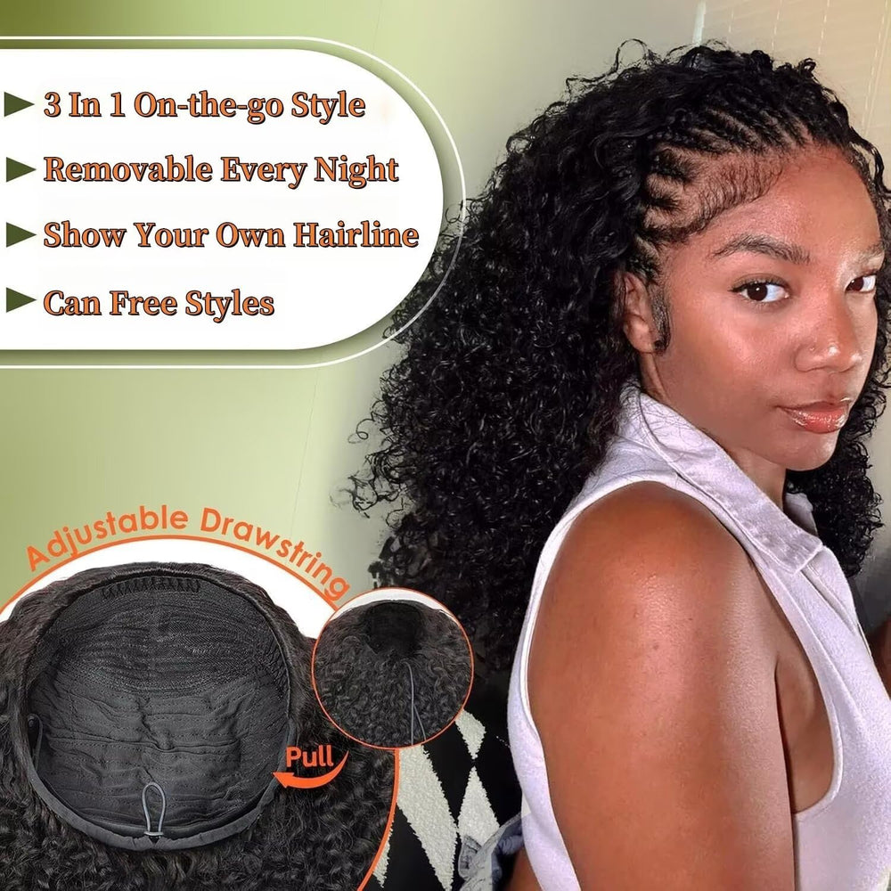 XNAIRA inside cap detail with drawstring and combs for secure comfortable fit