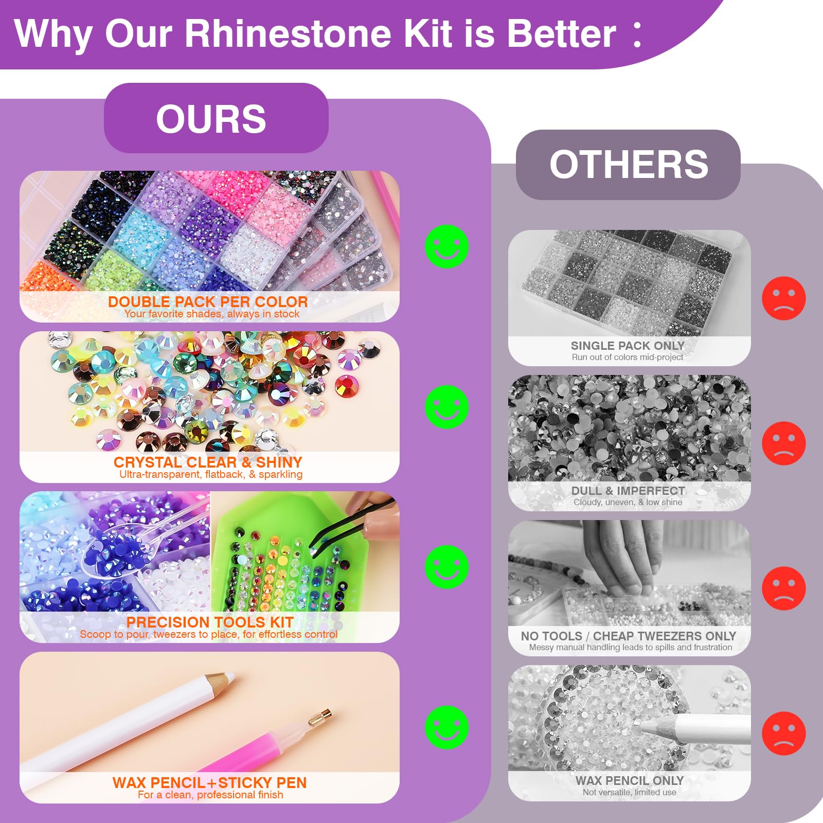 XSEINO open 24-slot storage boxes keeping rhinestones organized and travel-ready