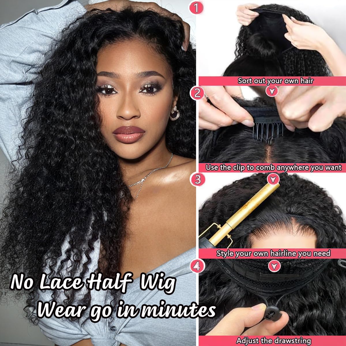 XSY high ponytail created with half wig for lifted volume and hold