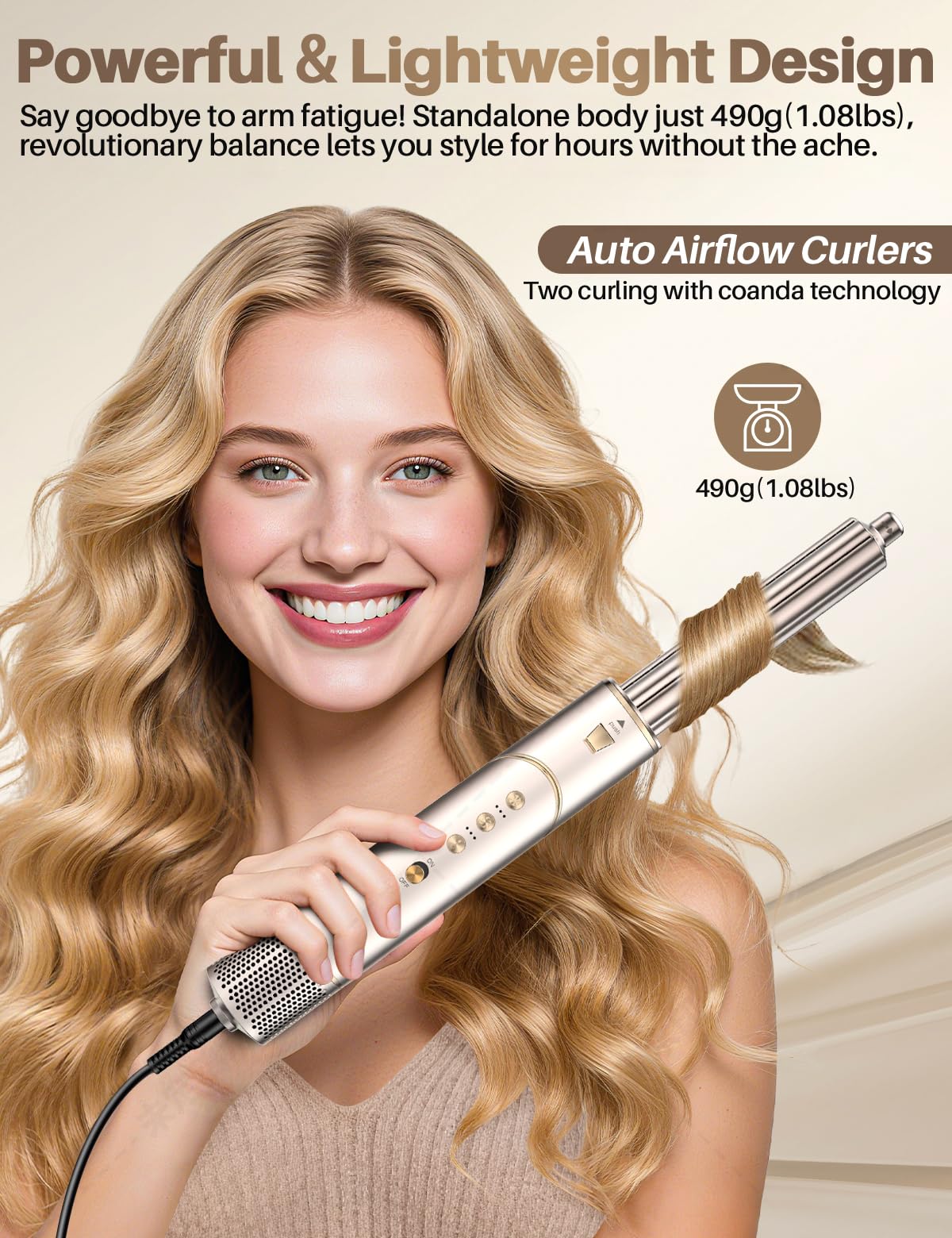 XVCAS styling in use on model delivering quick blowout and soft volume