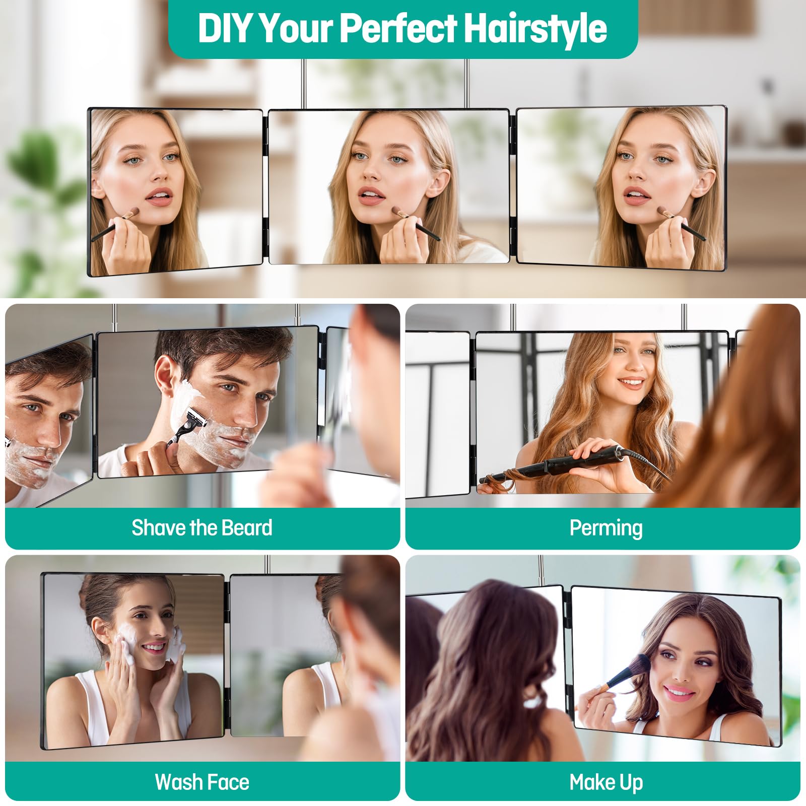 YAFCN mirror in use during a self-haircut for accurate rear visibility